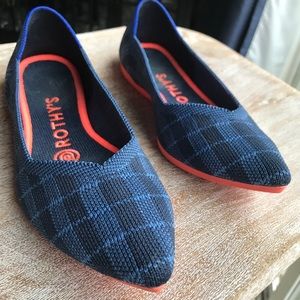 Rothy’s - Point - Retired! Indigo Gingham flats